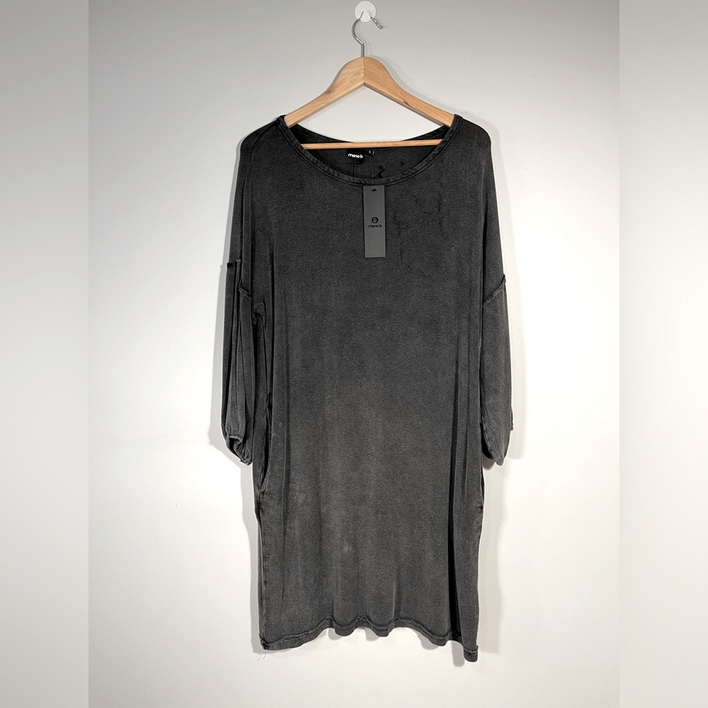 Mono B Charcoal Grey 1/4 sleeve Soft Stretchy Dress L